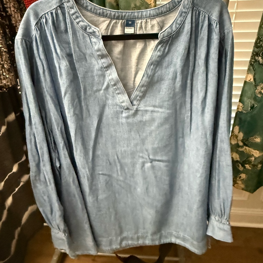 Old Navy Blue Long Sleeve Relaxed Blouse